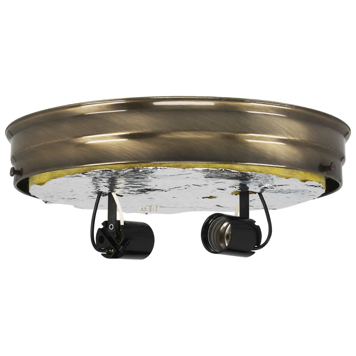 10" Fitter Wired Flush Mount Ceiling Pan Fixture, Antique Brass Finish (69453A)