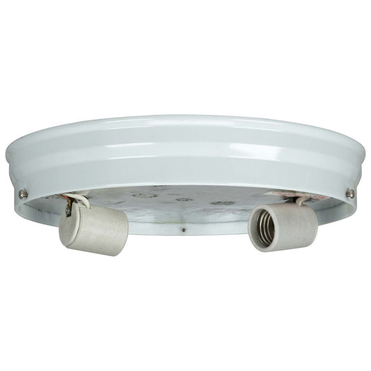 10" Fitter Wired Flush Mount Ceiling Pan Fixture, White Finish (69453W)
