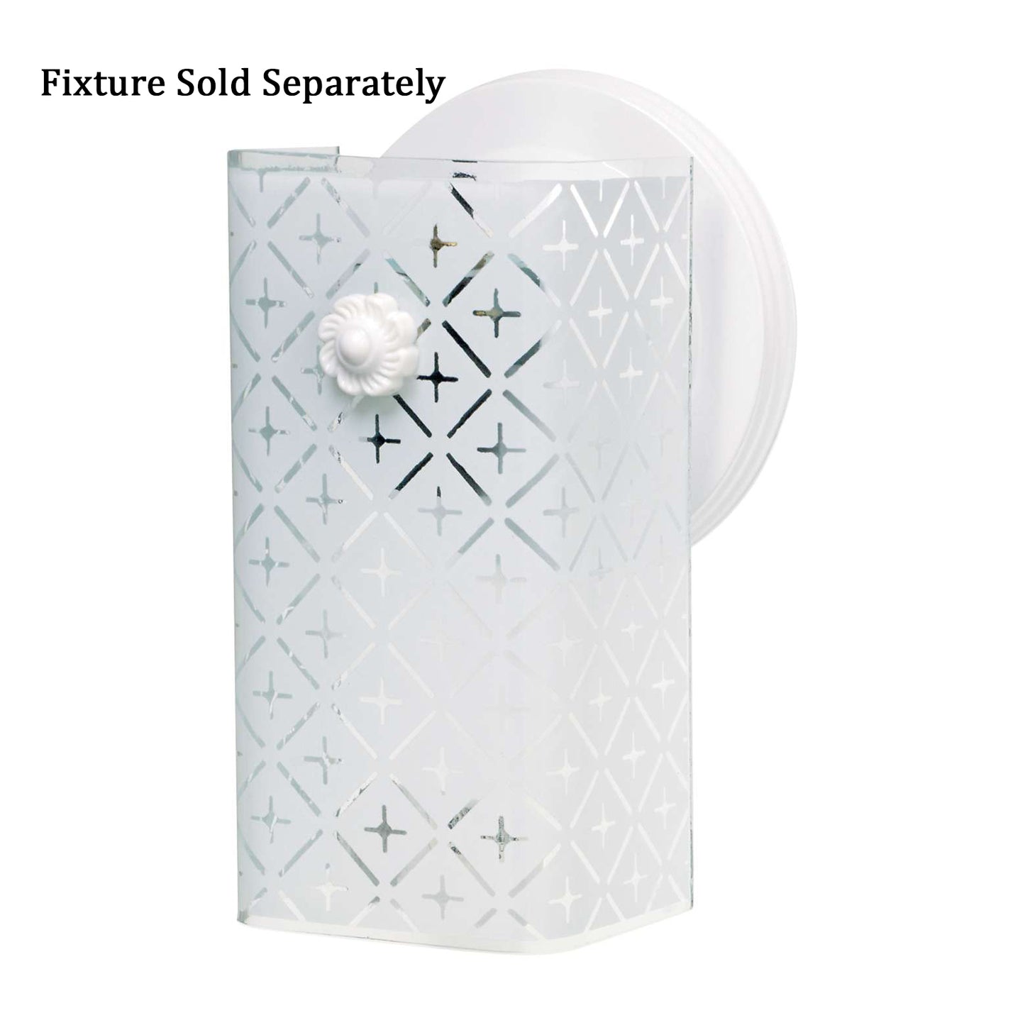 7" Glass Shade for Wall Sconce - Bracket, White & Clear Diamond Pattern (69458P)
