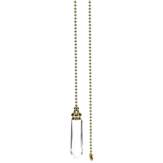 20" Length Brass Pull Chain Clear Glass Vial Pendant (15002)