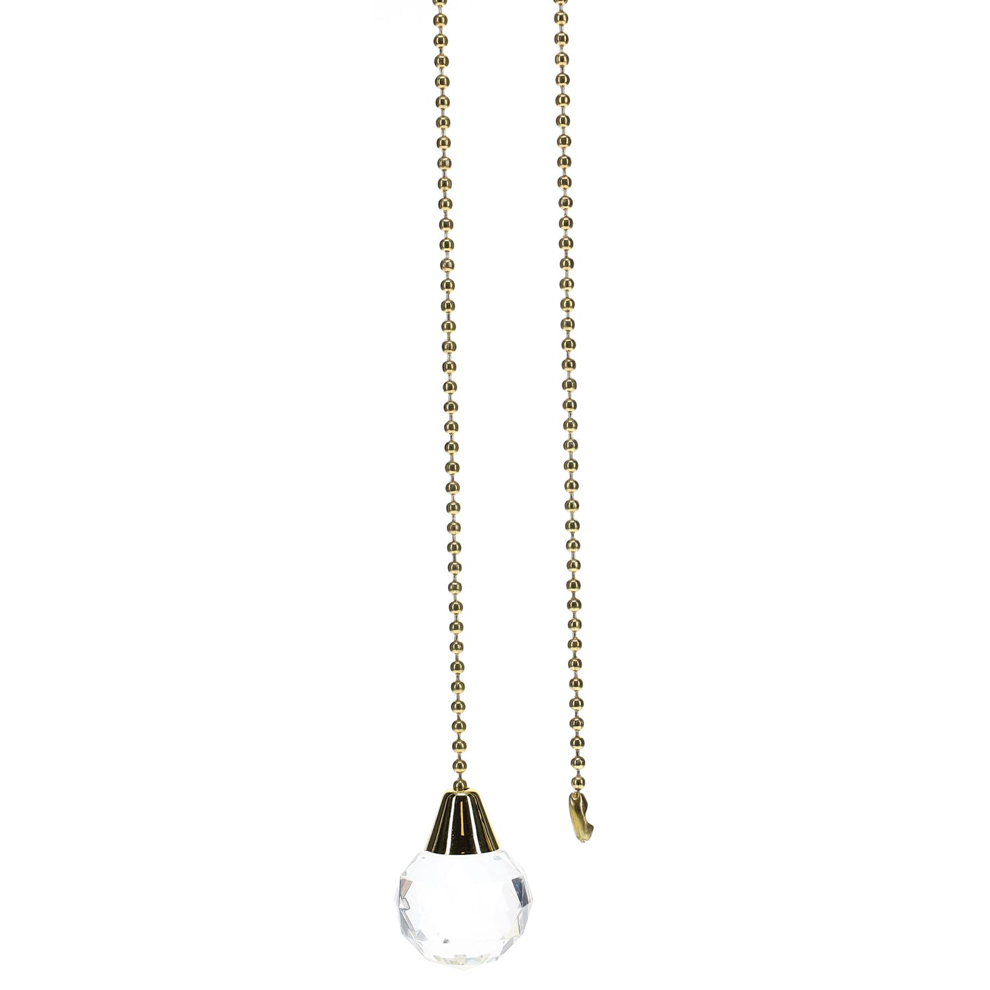 19" Length Brass Pull Chain Clear Glass Diamond Pattern Ball Pendant (15004)