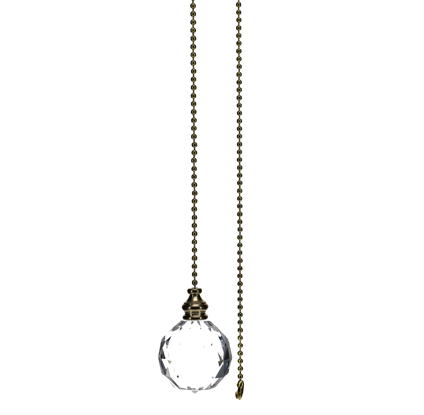 19-1/2" Length Brass Pull Chain Clear Glass Diamond Pattern Ball Pendant (15005L)