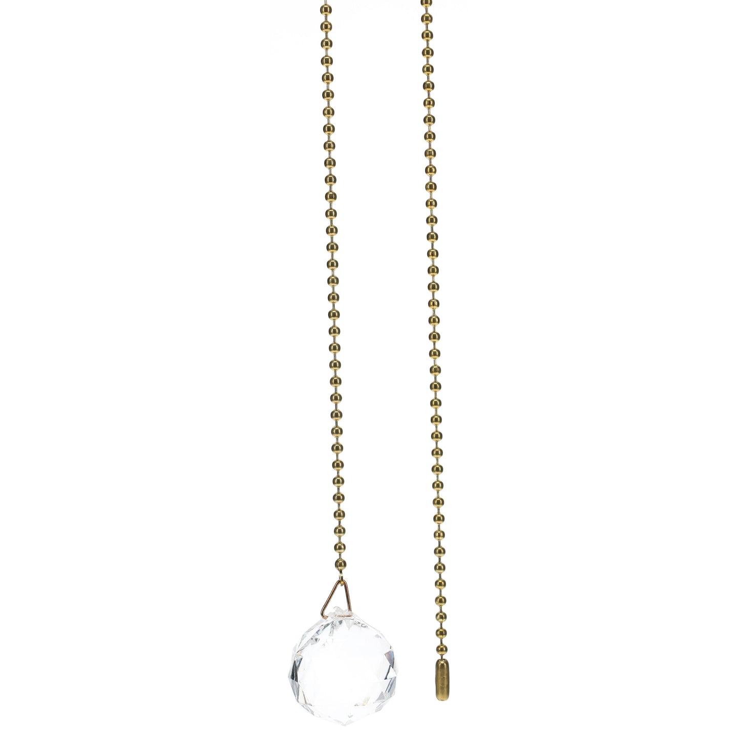19" Length Brass Pull Chain Clear Glass Diamond Pattern Ball Pendant (15006)