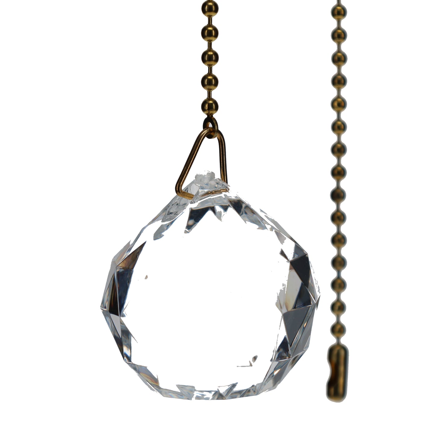 20" Length Brass Pull Chain Clear Glass Diamond Pattern Ball Pendant (15006L)