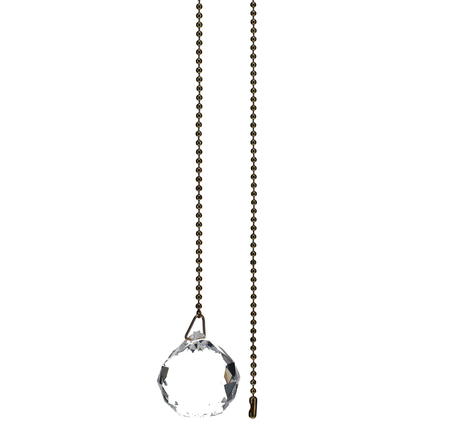 20" Length Brass Pull Chain Clear Glass Diamond Pattern Ball Pendant (15006L)