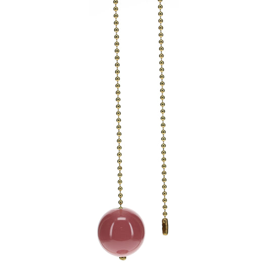 18" Length Brass Pull Chain Dark Pink Ceramic Ball Pendant (15008)