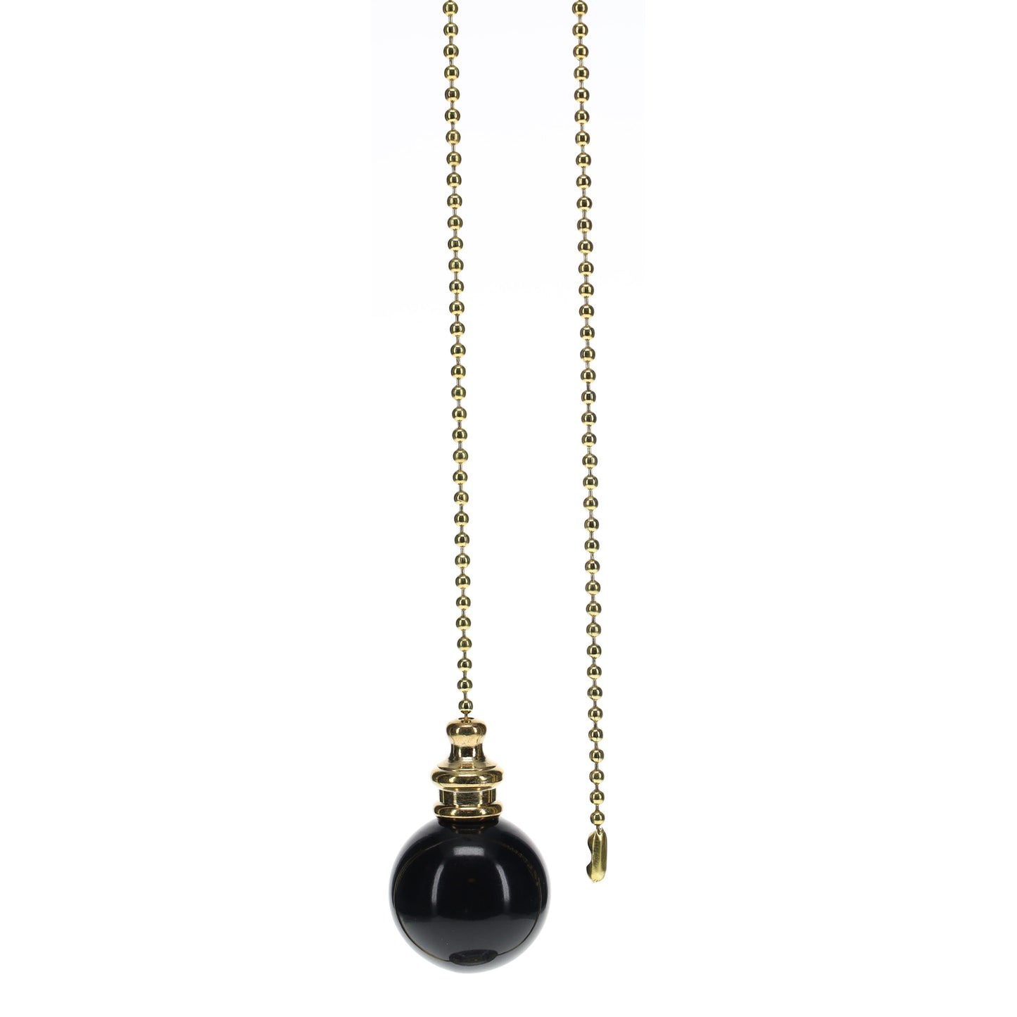 19" Length Brass Pull Chain Black Ceramic Ball Pendant (15011)
