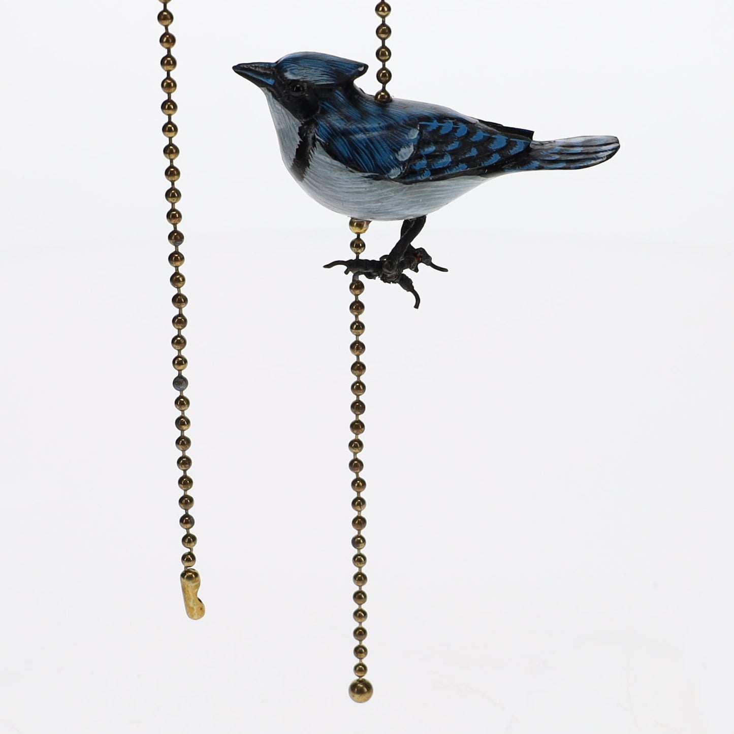 18" Length Brass Pull Chain Blue Jay Bird Ceramic (15019)
