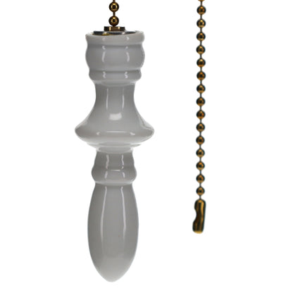 21" Length Brass Pull Chain White Chess Bishop (15027)