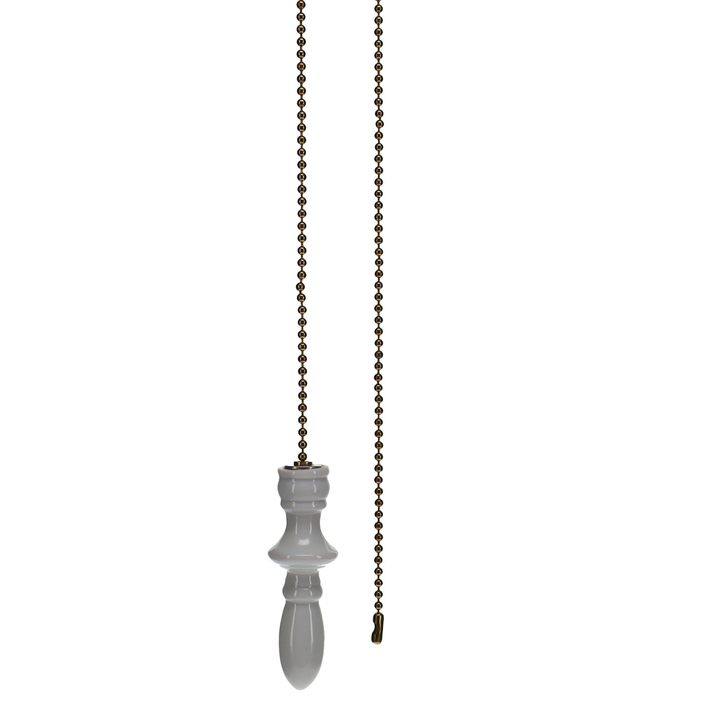 21" Length Brass Pull Chain White Chess Bishop (15027)