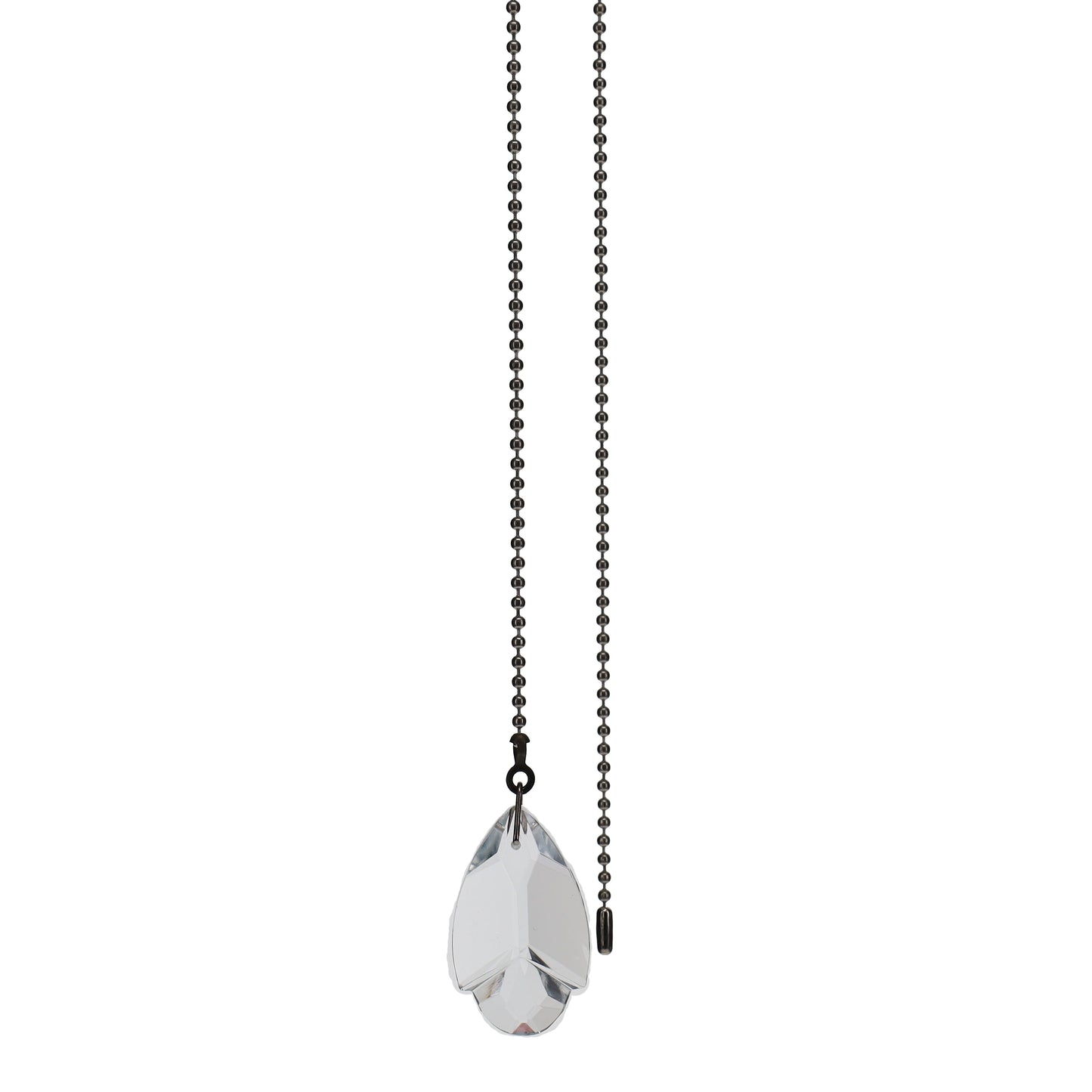 21" Length Nickel Pull Chain Clear Glass Teardrop Pendant (15032)