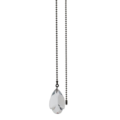 21" Length Nickel Pull Chain Clear Glass Teardrop Pendant (15032)