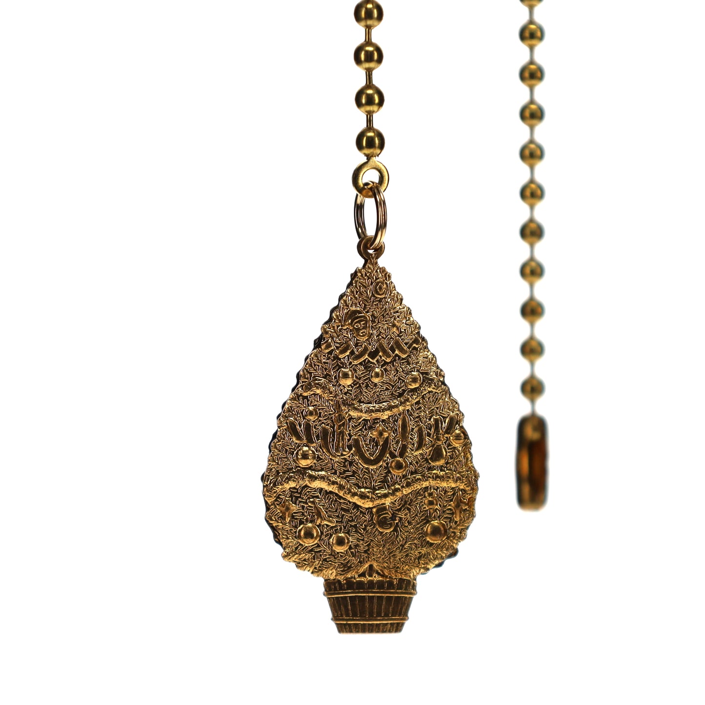 21-1/2" Length Brass Pull Chain Christmas Tree Pendant (15037)