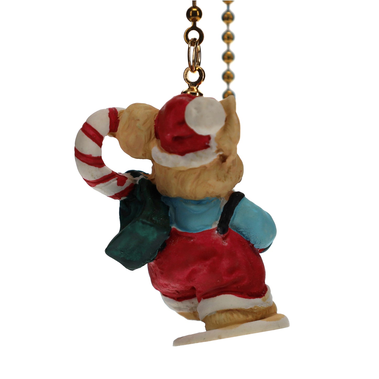 20-1/2" Length Brass Pull Chain Christmas Mouse Candy Cane (15042)