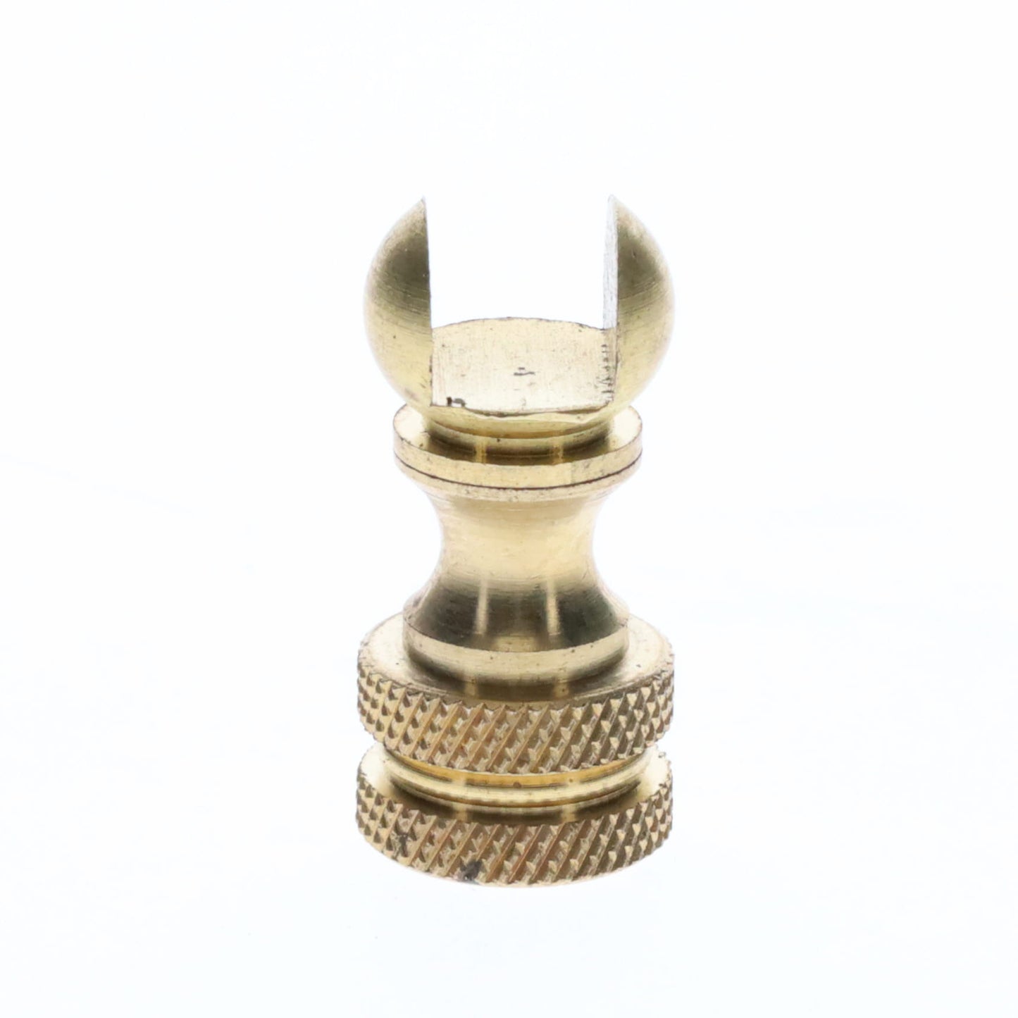 1.2" Tall Brass Finial Base, Cutout Opening, Unfinished, 1/4-27F Tap (15099)