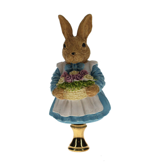 4" Tall Brass Finial Easter Rabbit, Bunny Basket of Eggs, 1/4-27F Tap (15100F)
