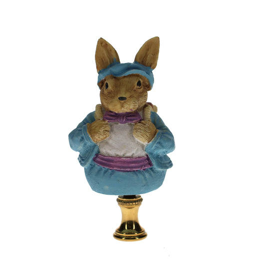 3-3/4" Tall Brass Finial Easter Rabbit, Bunny Backpack of Eggs, 1/4-27F Tap (15100M)