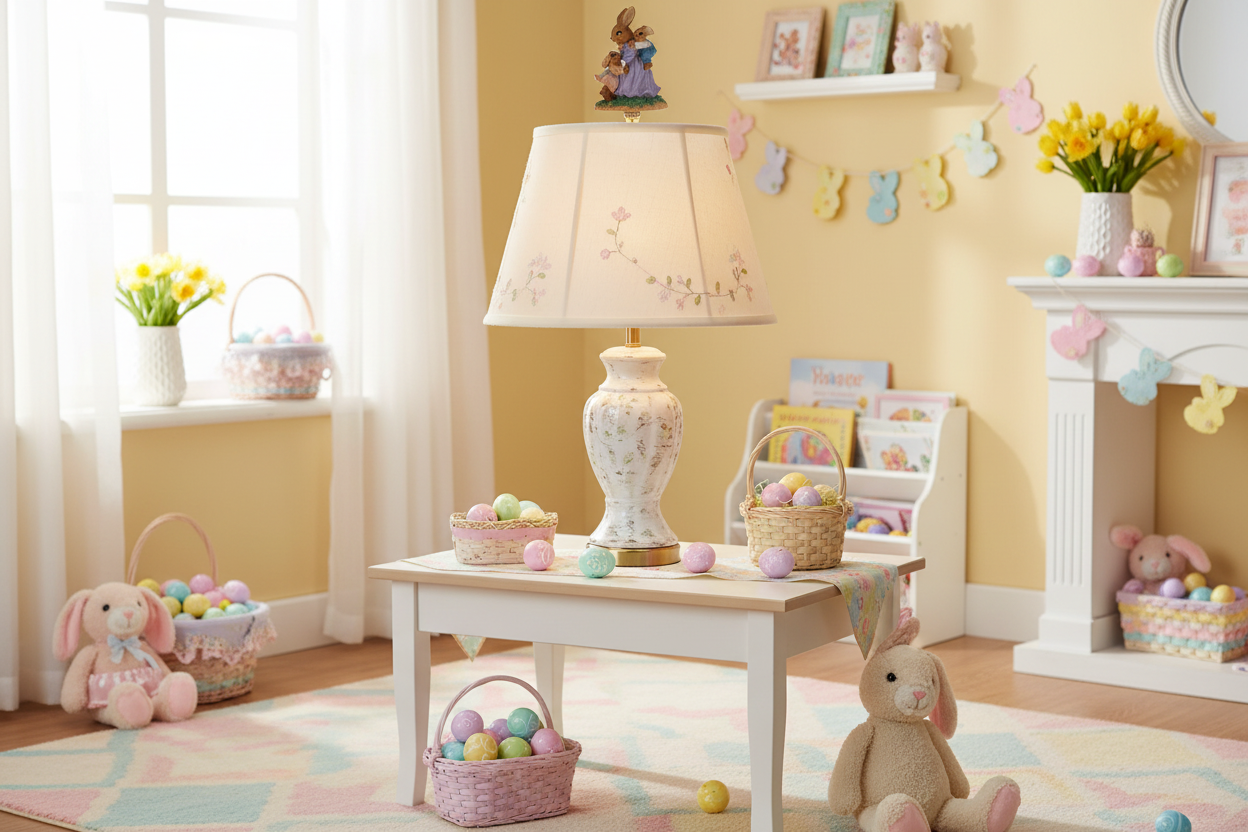 3-1/2" Tall Brass Finial Easter Rabbit, Bunny with Babies 1/4-27F Tap (15101)