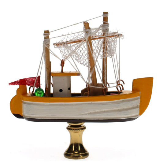 3-1/2" Tall Brass Finial Yellow & White Ship 1/4-27F Tap (15102)