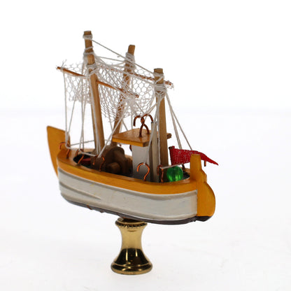 3-1/2" Tall Brass Finial Yellow & White Ship 1/4-27F Tap (15102)