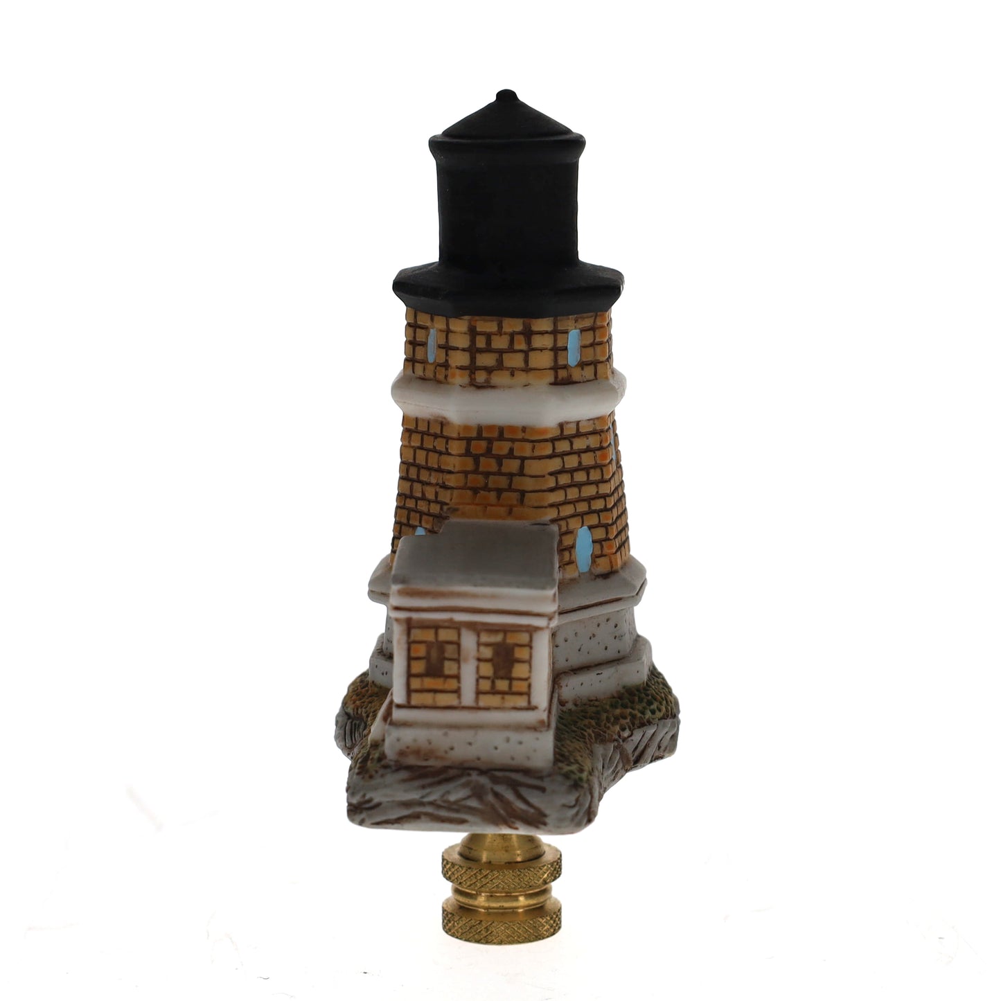 4-1/8" Tall Brass Finial Lighthouse Brown Tile Pattern, 1/4-27F Tap (15104)