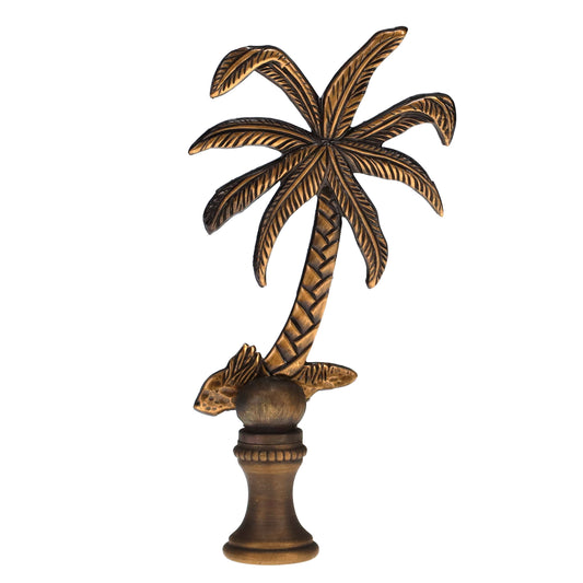 3-1/2" Tall Brass Finial Palm Tree Dark Bronze Finish 1/4-27F Tap (15111)