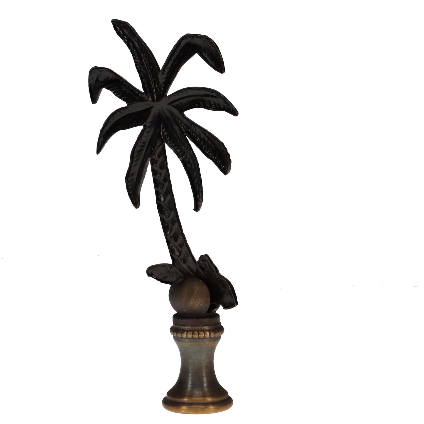 3-1/2" Tall Brass Finial Palm Tree Dark Bronze Finish 1/4-27F Tap (15111)