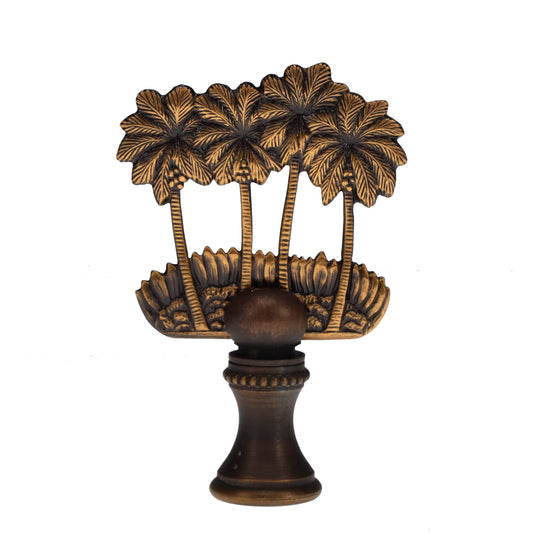 2-3/8" Tall Brass Finial Palm Trees Dark Bronze Finish 1/4-27F Tap (15112)