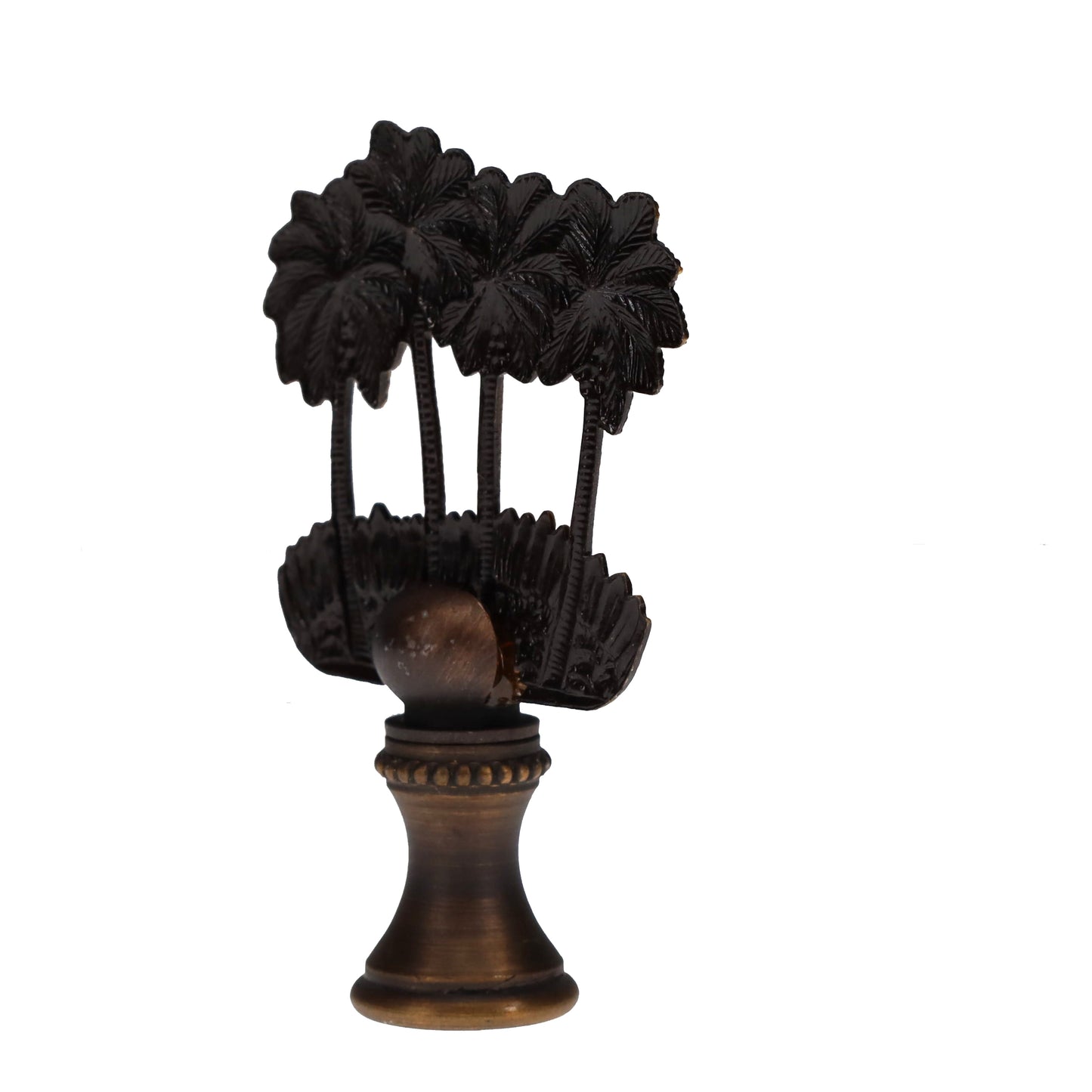 2-3/8" Tall Brass Finial Palm Trees Dark Bronze Finish 1/4-27F Tap (15112)