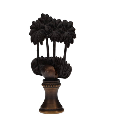 2-3/8" Tall Brass Finial Palm Trees Dark Bronze Finish 1/4-27F Tap (15112)