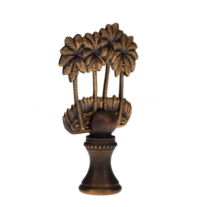 2-3/8" Tall Brass Finial Palm Trees Dark Bronze Finish 1/4-27F Tap (15112)