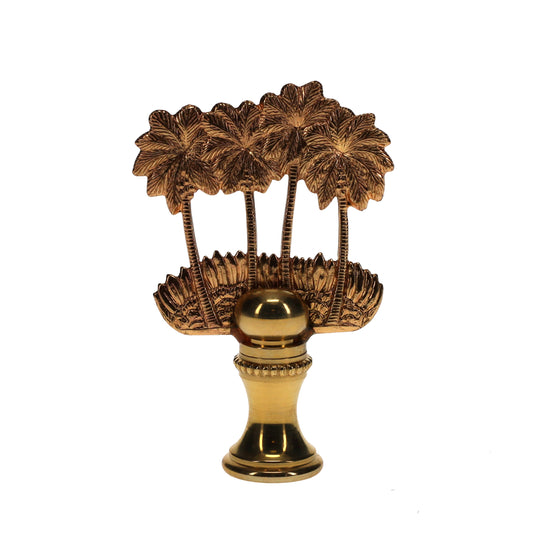 2-3/8" Tall Brass Finial Palm Trees 1/4-27F Tap (15113)