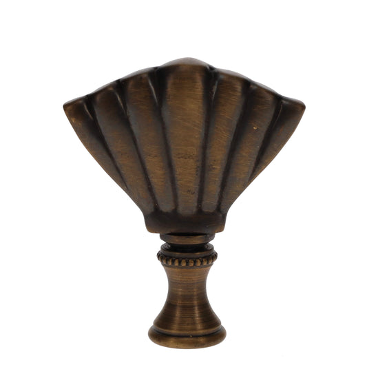 2-1/4" Tall Brass Finial Clam Shell, Dark Bronze Finish 1/4-27F Tap (15115)