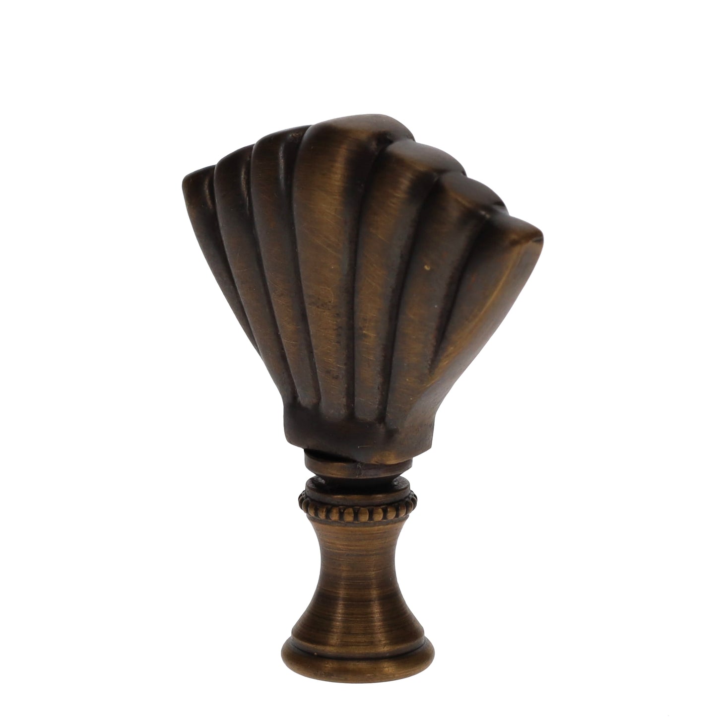 2-1/4" Tall Brass Finial Clam Shell, Dark Bronze Finish 1/4-27F Tap (15115)