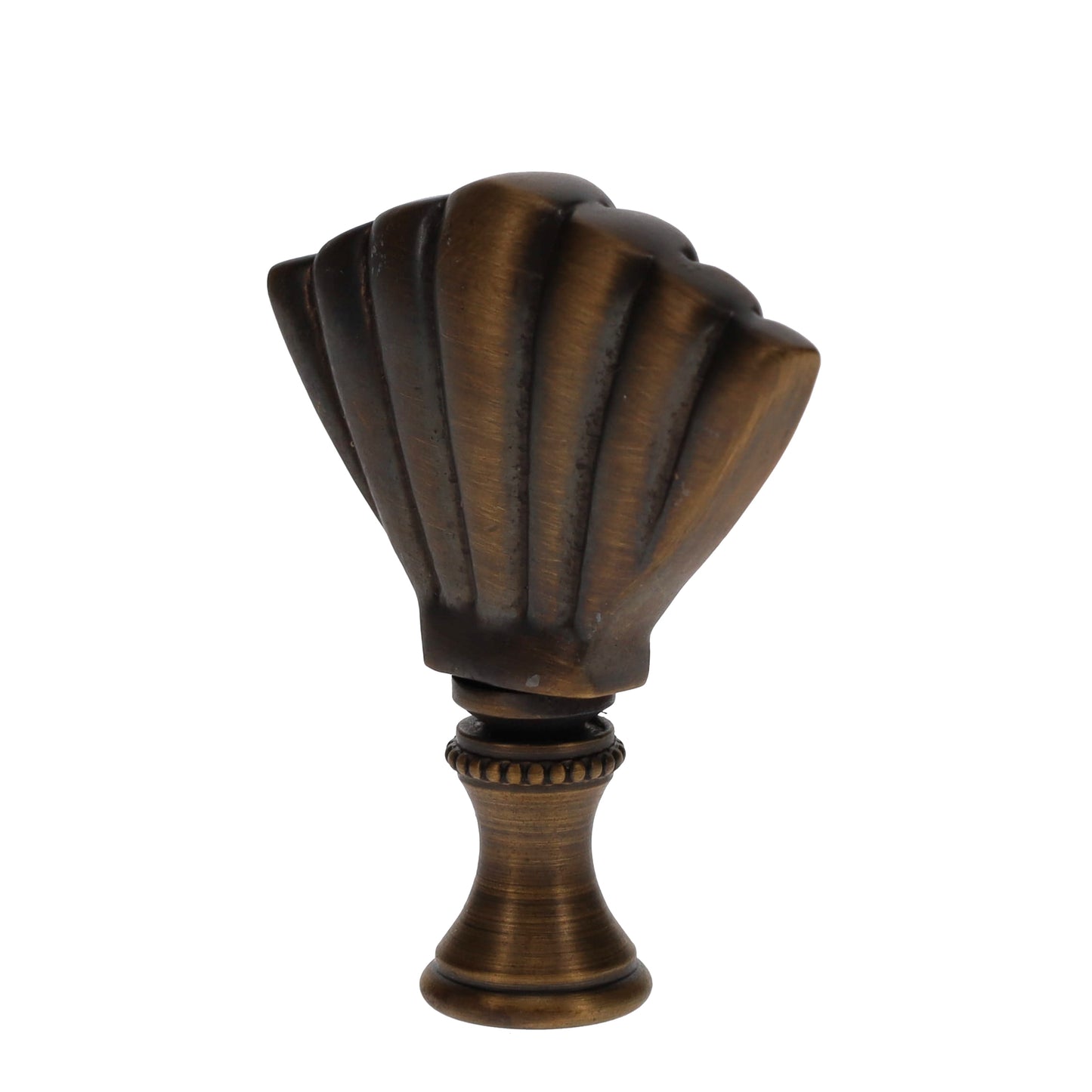2-1/4" Tall Brass Finial Clam Shell, Dark Bronze Finish 1/4-27F Tap (15115)