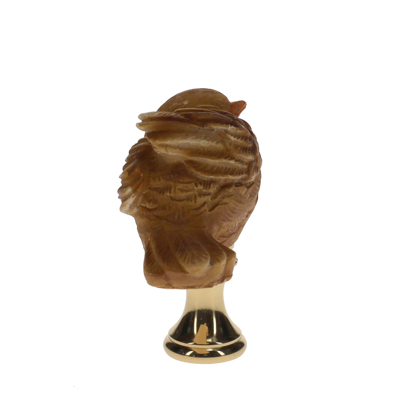 2" Tall Brass Finial Ceramic Bird Brown, Tan, White 1/4-27F Tap (15120)
