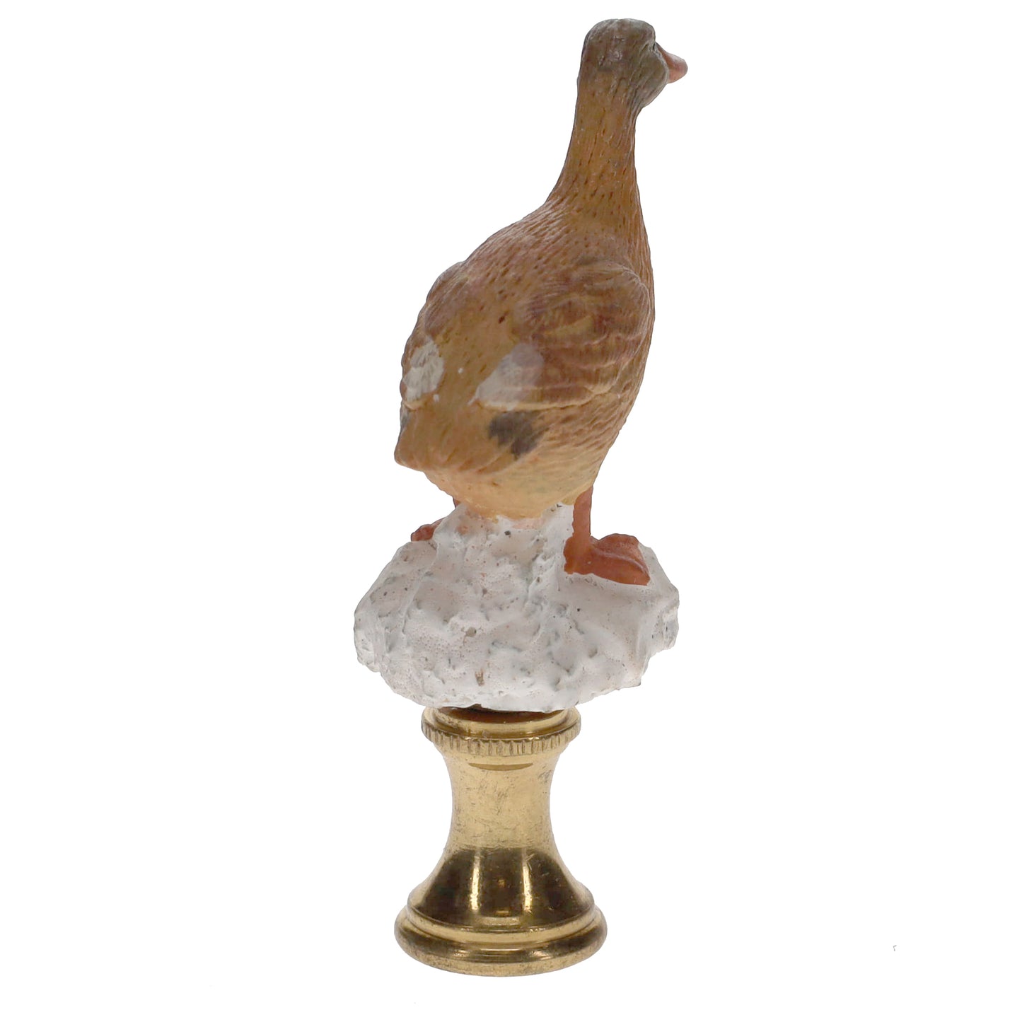 3" Tall Brass Finial Ceramic Duck Brown, Tan, White 1/4-27F Tap (15122)