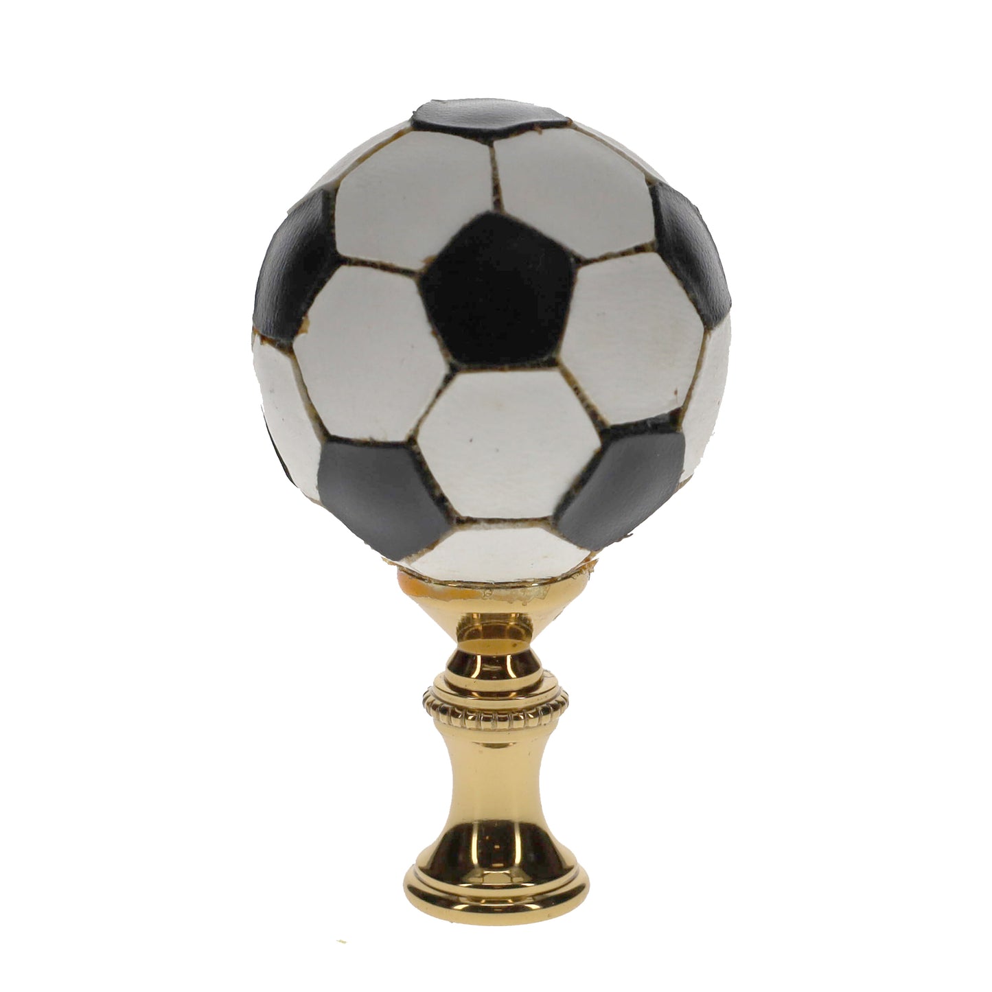2-1/2" Tall Brass Finial Soccer Ball, 1-1/2" Diameter, 1/4-27F Tap (15125)