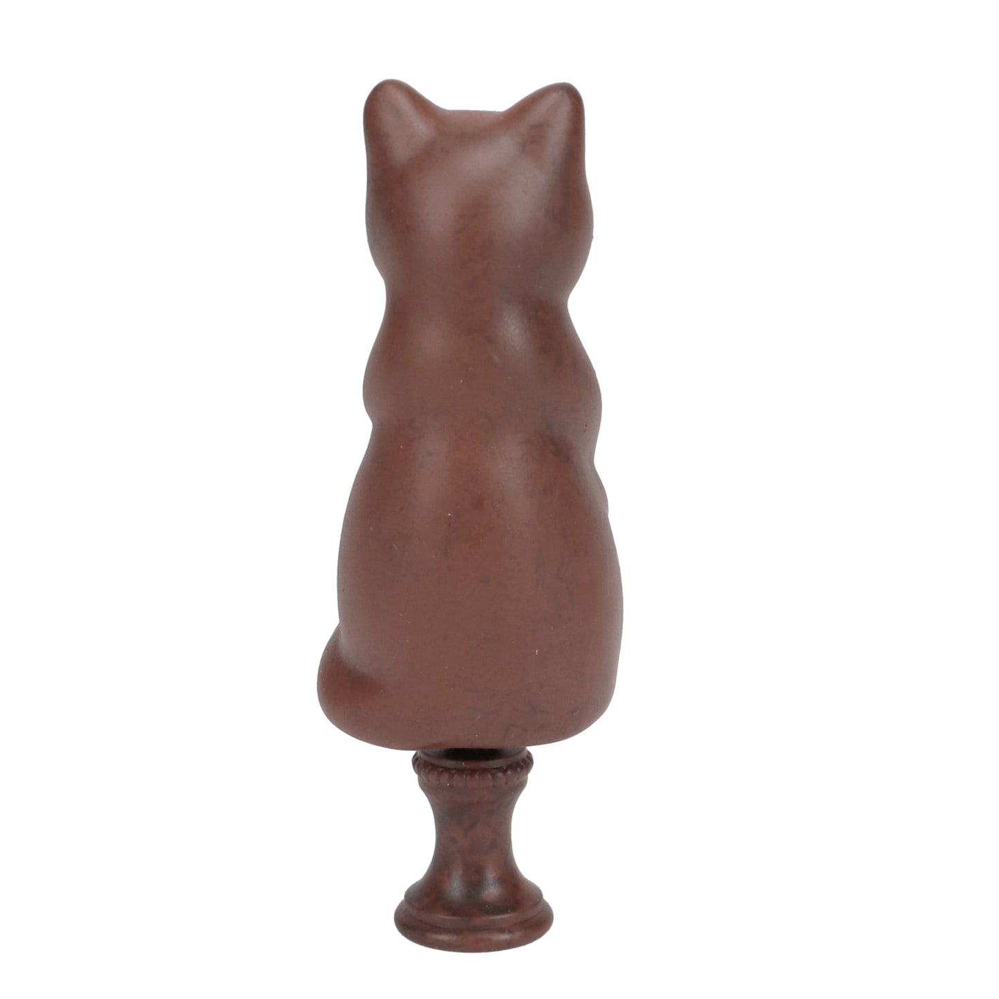 3-1/4" Tall Brass Finial Cat, Ceramic Brown, 1/4-27F Tap (15127BR)
