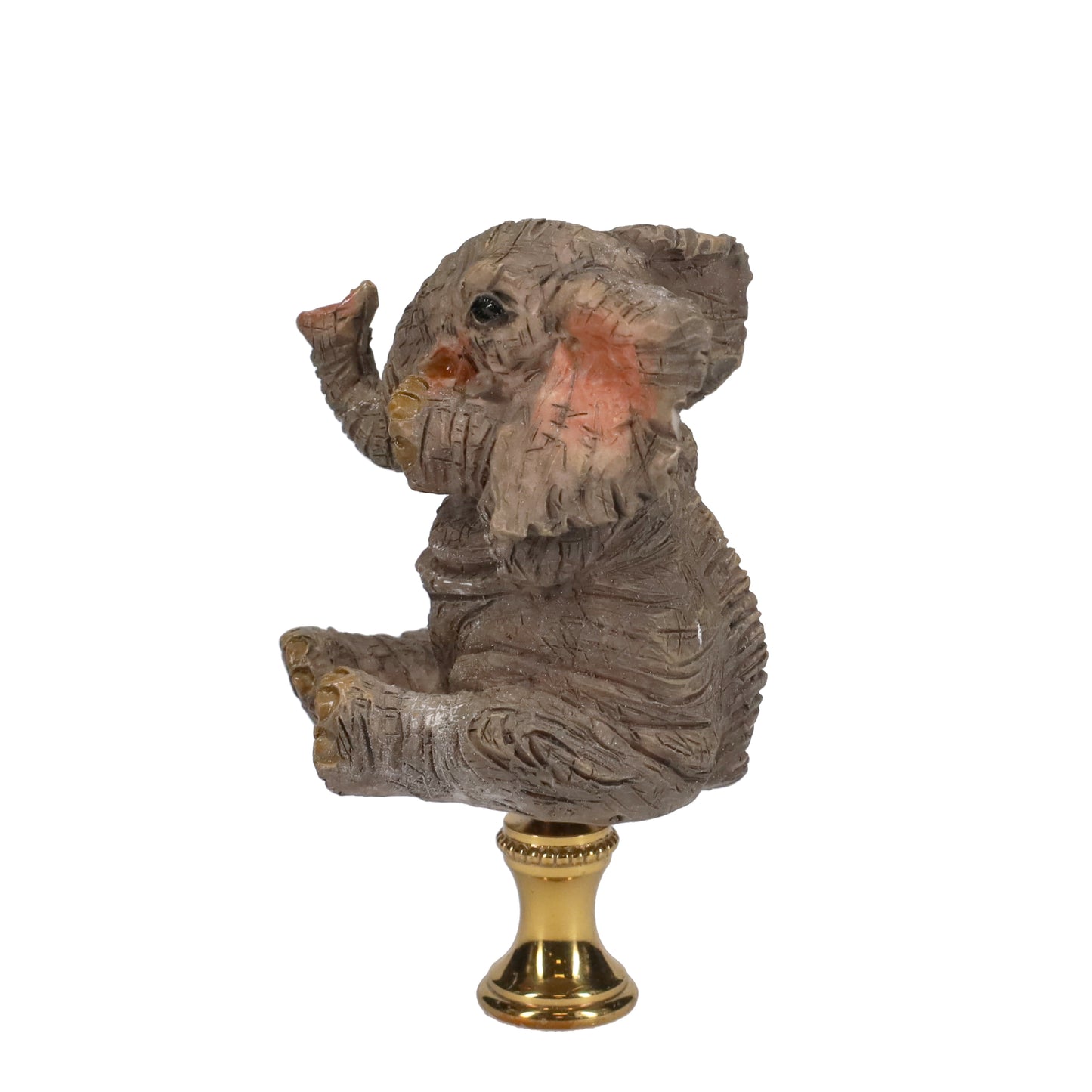 3" Tall Brass Finial Elephant, Ceramic, 1/4-27F Tap (15129B)