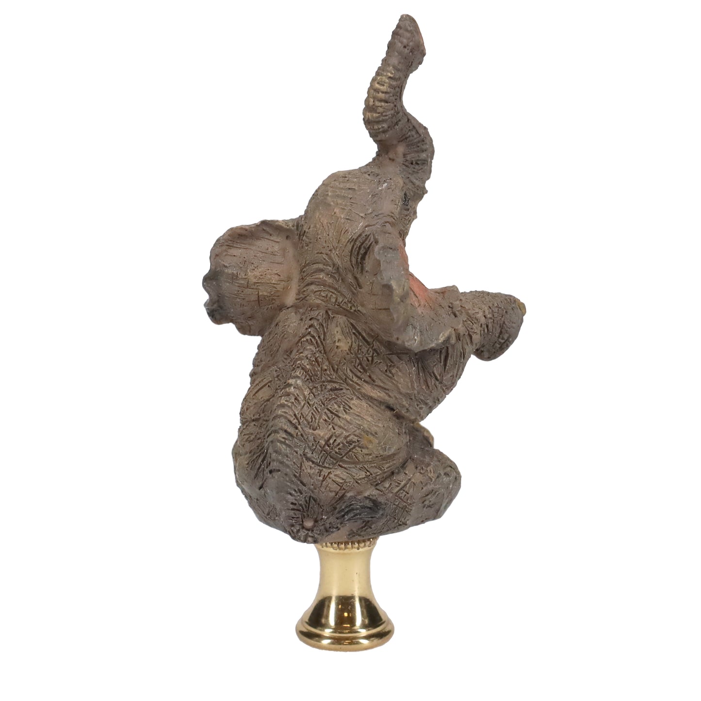 3-7/8" Tall Brass Finial Elephant, Ceramic, 1/4-27F Tap (15129C)