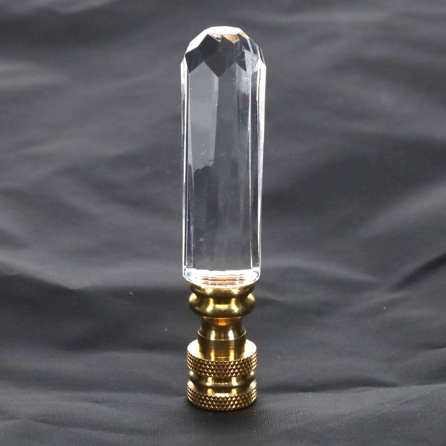 3" Tall Brass Finial, Clear Acrylic Column, 1/4-27F Tap (15130)