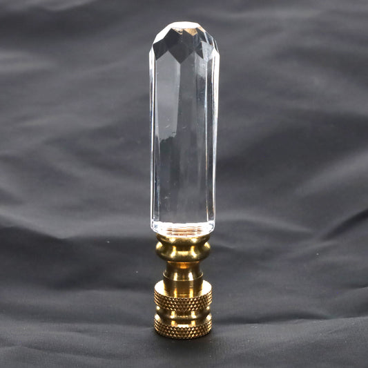3" Tall Brass Finial, Clear Acrylic Column, 1/4-27F Tap (15130)