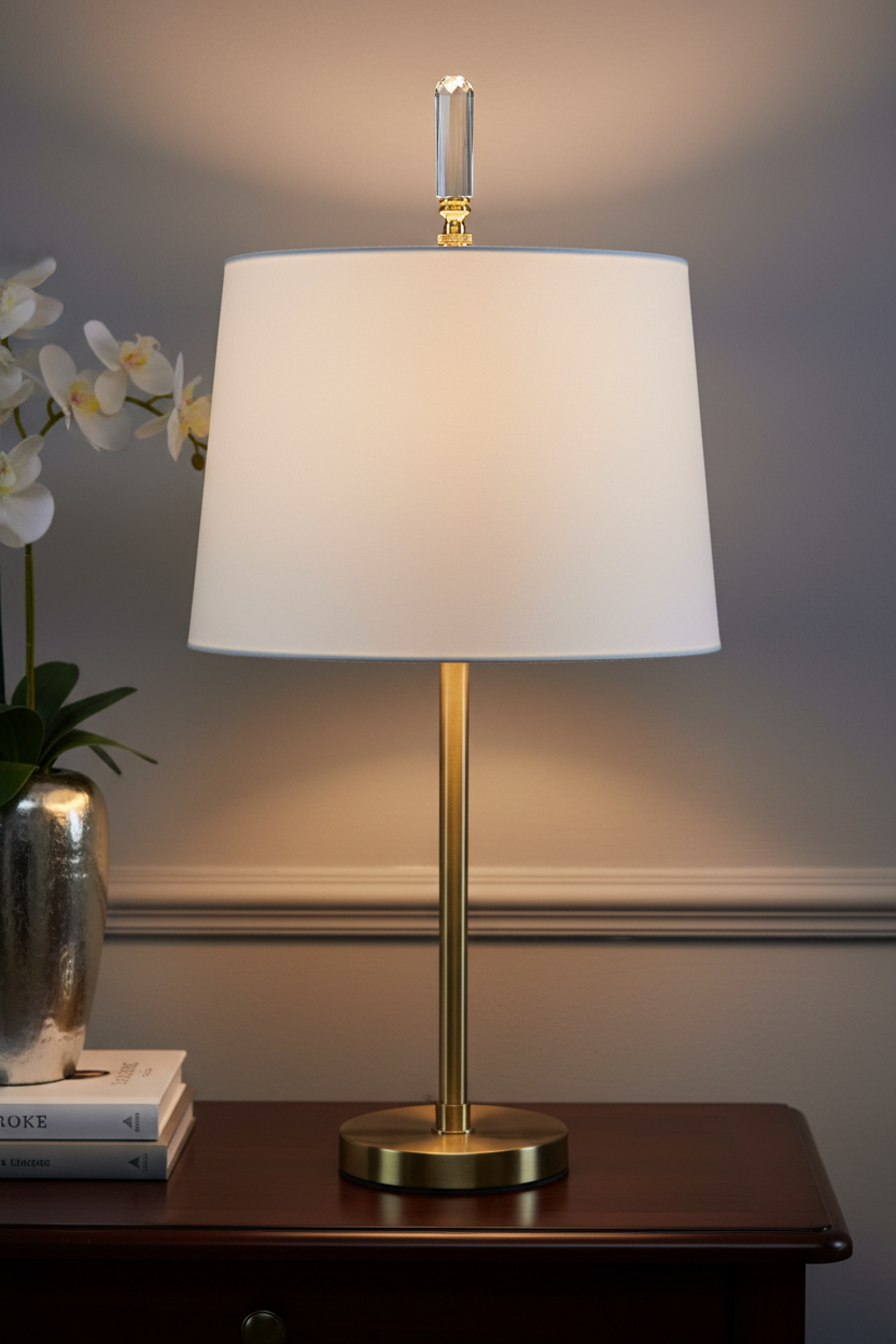 3" Tall Brass Finial, Clear Acrylic Column, 1/4-27F Tap (15130)