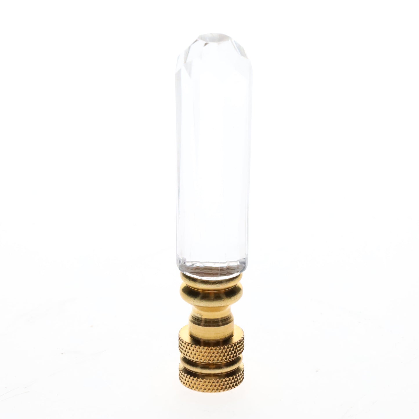 3" Tall Brass Finial, Clear Acrylic Column, 1/4-27F Tap (15130)