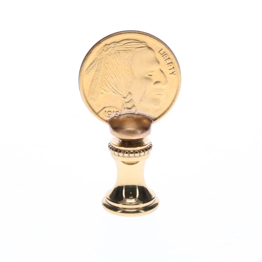 2" Tall Brass Finial Buffalo Nickel, 1/4-27F Tap (15131)