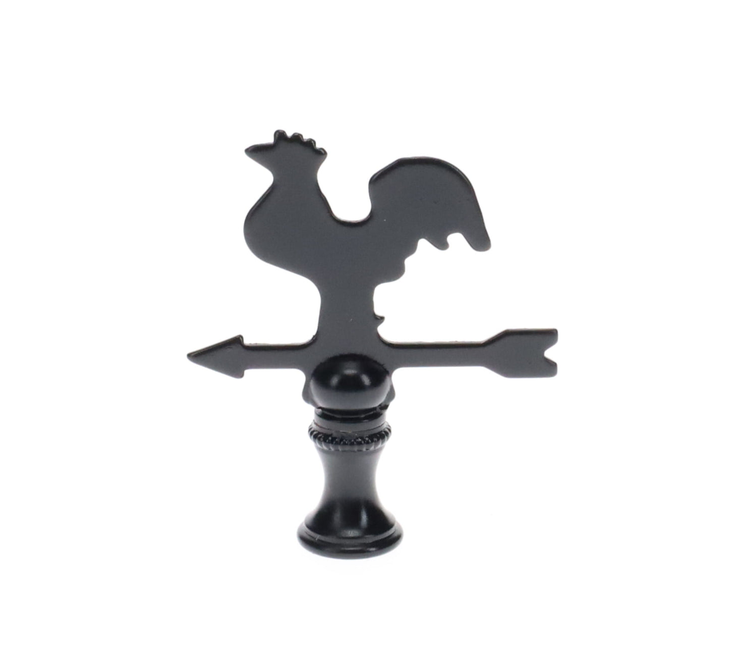 2-1/2" Tall Finial, Black Rooster Weather Vane, 1/4-27F Tap (15143)