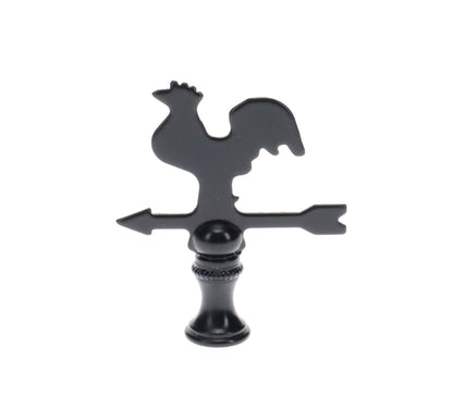2-1/2" Tall Finial, Black Rooster Weather Vane, 1/4-27F Tap (15143)