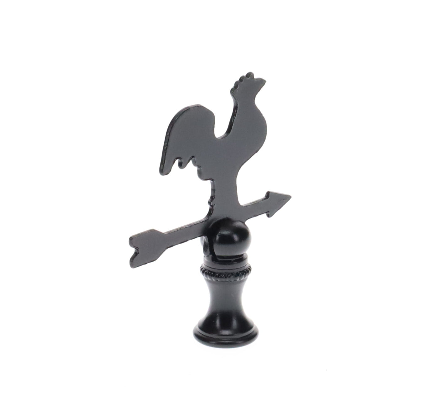 2-1/2" Tall Finial, Black Rooster Weather Vane, 1/4-27F Tap (15143)