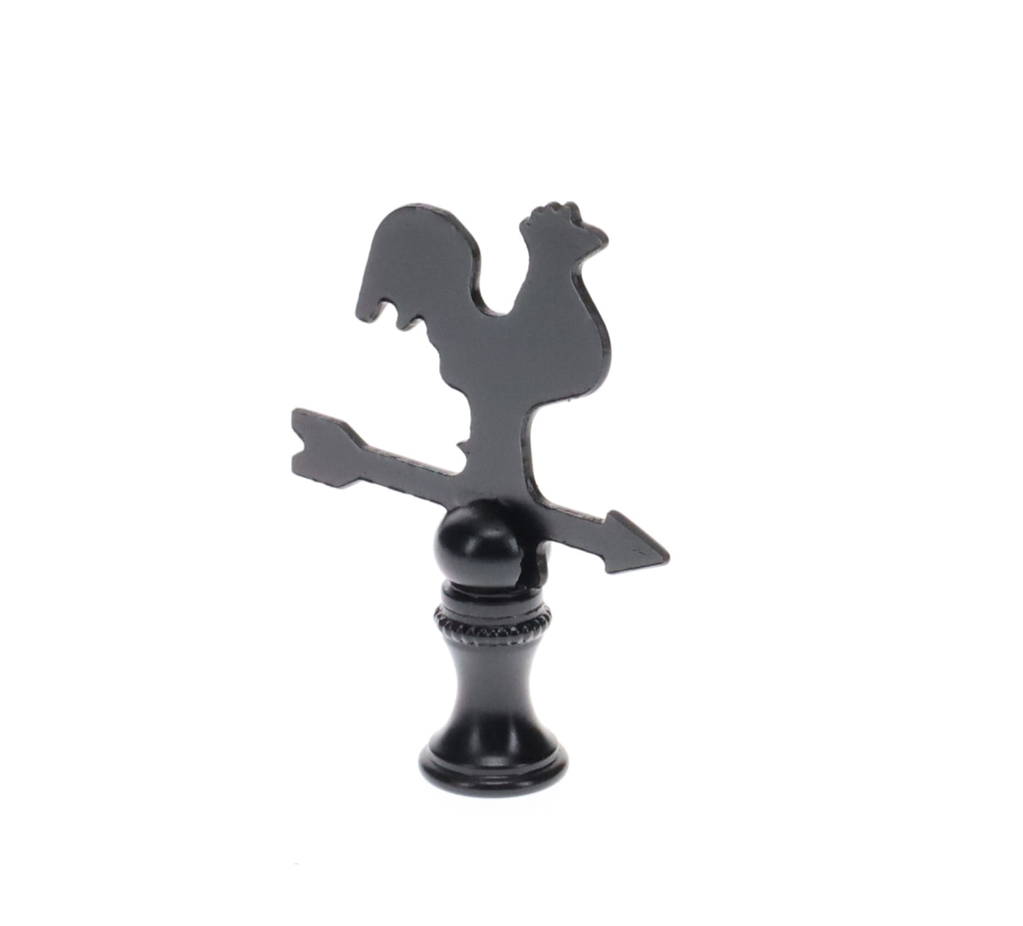 2-1/2" Tall Finial, Black Rooster Weather Vane, 1/4-27F Tap (15143)